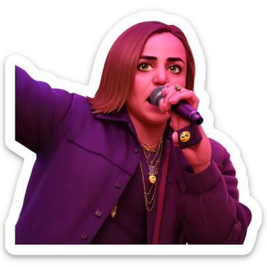 boy with microphone and jewelry sticker