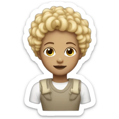 Black curly Kid and blond white mother sticker