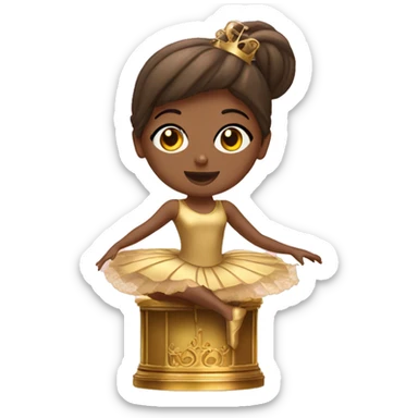  brown ballerina in a gold music box sticker