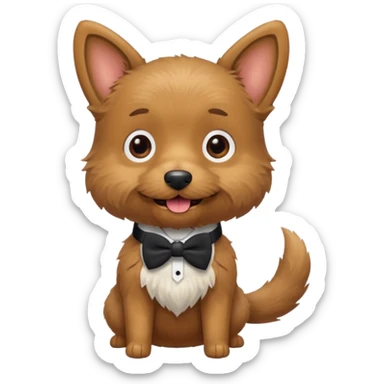 A mini dog with a scruffy but adorable beard, tail wagging excitedly and wearing a little bowtie.




















 sticker