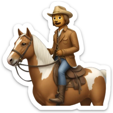 dog with a hat riding a horse sticker