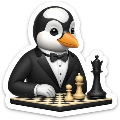 Pinguin playing chess sticker