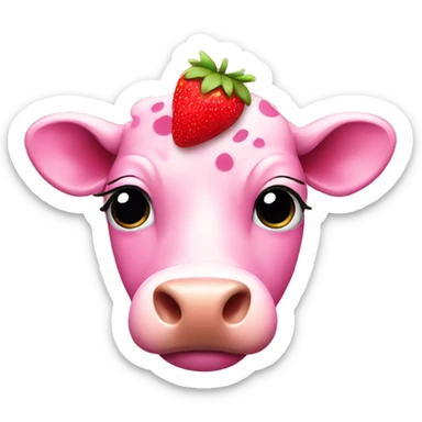 Pink cow with strawberries spots  sticker