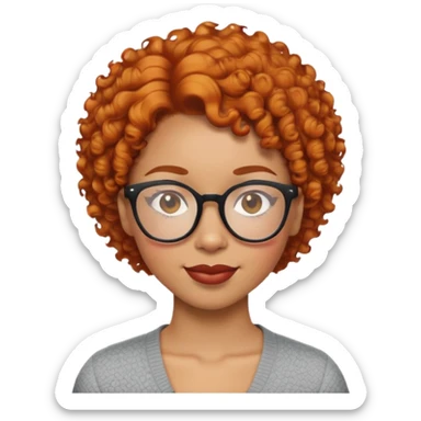 light skin black woman with short ginger curly hair and glasses, winking sticker