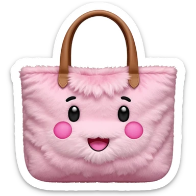 pink plush tote bag  sticker