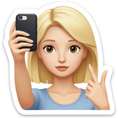 blonde girl taking a selfie sticker