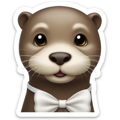Otter’s face with white bow sticker