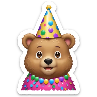 Partying bear cub with confetti  sticker