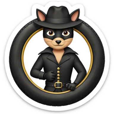 Animal zorro sosteniendo un neumático sticker