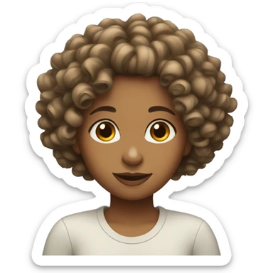 girl whit hair curly sticker
