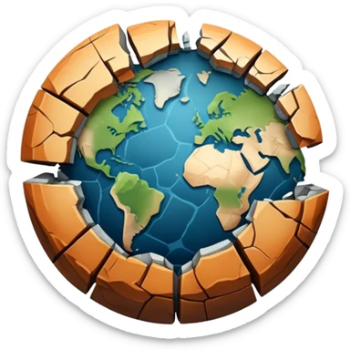 earth planet broken in half sticker