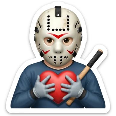 Jason Voorhees, looking cute, making a heart with his hands sticker