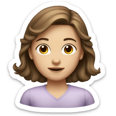Caucasian girl with brown hair sticker