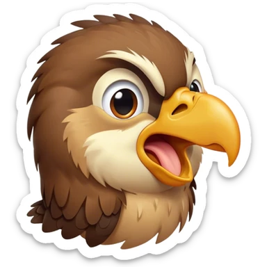 Cinematic Cute Yawning Hawk Portrait Emoji, Head tilted slightly with a dramatic, wide-open yawn, showcasing a robust, agile form with a softly drooping beak and sleepy, half-closed eyes, Simplified yet irresistibly adorable features, highly detailed, glowing with a soft, cozy glow, high shine, relaxed yet expressive, stylized with a dash of whimsical aerial charm, soft glowing outline, capturing the essence of a drowsy yet affectionate hawk that appears ready to stretch out for a nap! sticker