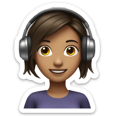 Brunette girl in headphones dancing sticker