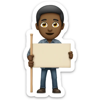 man standing holding placard on stick sticker