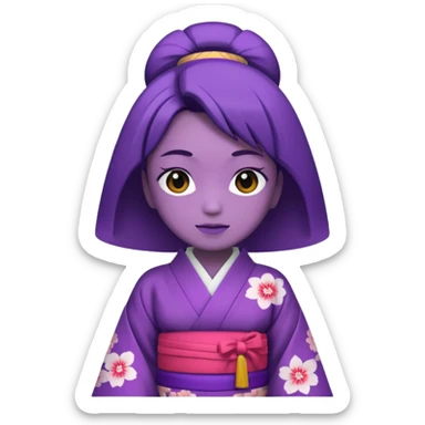 purple person no face cube face japan sticker