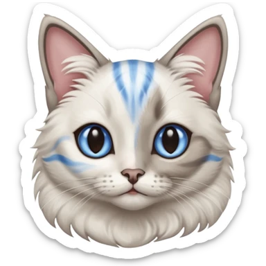 white and gray striped cat with blue eyes sticker