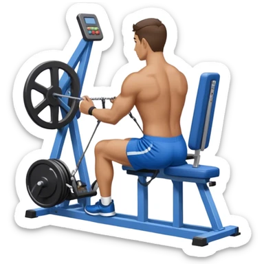 back view of man with blue shorts using seated cable-rows machine sticker
