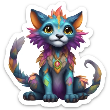 Colorful vernid fantasy creature LiLaiRa Kamirah Falvie whiskers paws full body sticker