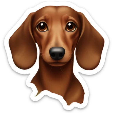 Brown long haired dachshund rose sticker