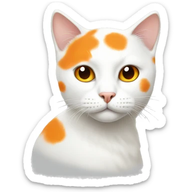 A white cat with some orange spots sticker