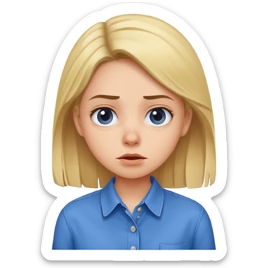 girl in a blue button-up shirt looking weirded out sticker