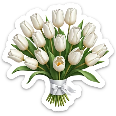 white tulip bouquet  sticker