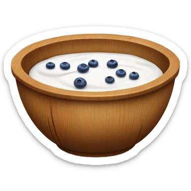 wooden bowl with white yogurt and blueberries in the middle sticker