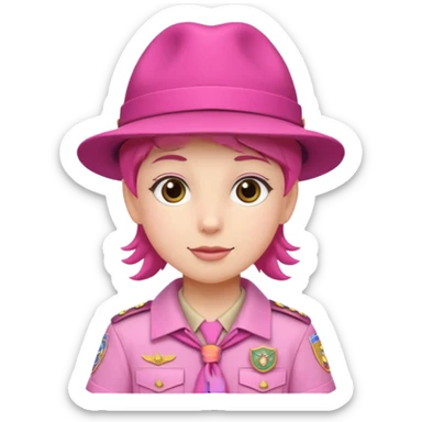 scout bpy with very pink scout uniform including hat sticker