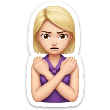 Arms crossed holding neck angry girl sticker