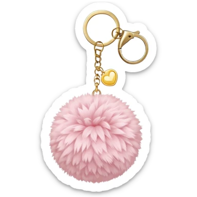 Light Pink and Gold Pom Pom Ball Keyring sticker