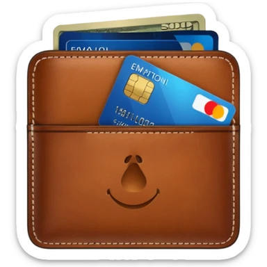 portefeuille marron avec quelques billets et carte bancaire sticker