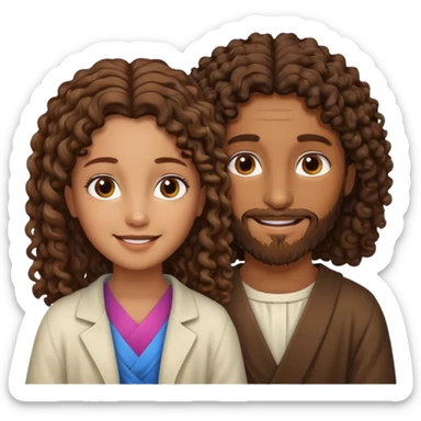 Jesus y una niña morena y crespa  sticker