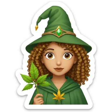 Curly head middle Easter girl as a weed wizard sticker
