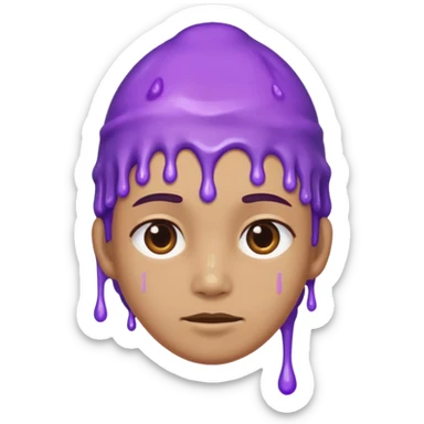still person, neutral face, purple slime on their head, iOS Genmoji style sticker