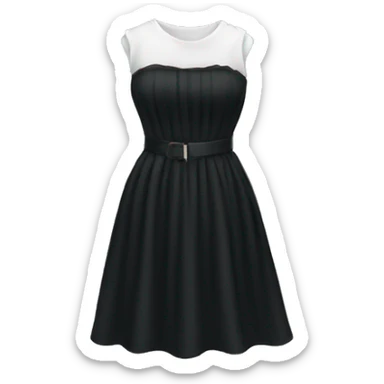 black dress with a white measuring tape around it sticker