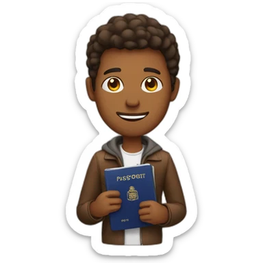 brown skinned guy holding passport sticker