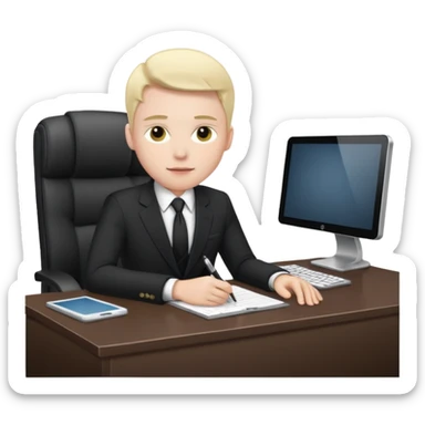 une image de 3/4 avec un recruteur à son bureau PAS DE FACE DE 3/4 sticker