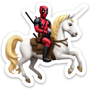 deadpool on a unicorn  sticker