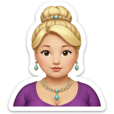very fat beautiful rich blonde bun haired woman sticker