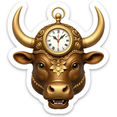 bull With clock on head sticker