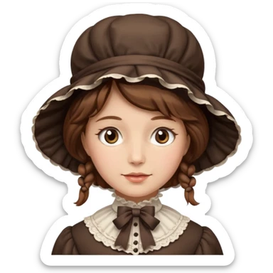victorian lady face with brown hair sticker