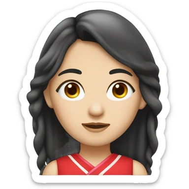 ragazza con i capelli neri, naso normale, orecchie, occhi da cinese papilla scura e pelle bianca con i cuoricini attorno sticker