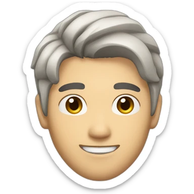 Asian man with a low taper, medium hair length, and slightly bleached hair. Very handsome sticker