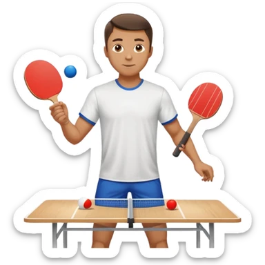 Guy playing ping pong on a 4x8 wooden table sticker