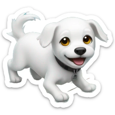 Little white dog surfing in ocean sticker