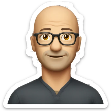 Bald man around 40 years old in a vintage glasses sticker
