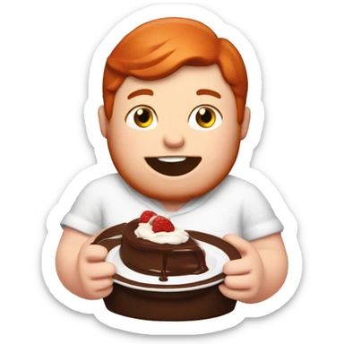 Fat red head eating chocolate pudding sticker