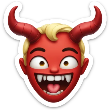Bite lip with heart eyes and devil horns that are red  sticker
